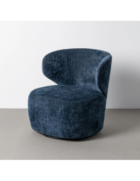Fauteuil Pivotant Bleu en Tissu – Design Arrondi