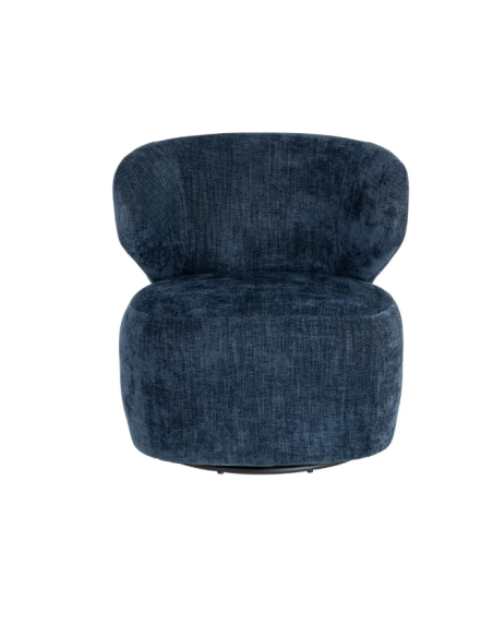 Fauteuil Pivotant Bleu en Tissu – Design Arrondi