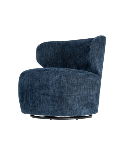 Fauteuil Pivotant Bleu en Tissu – Design Arrondi