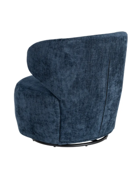 Fauteuil Pivotant Bleu en Tissu – Design Arrondi
