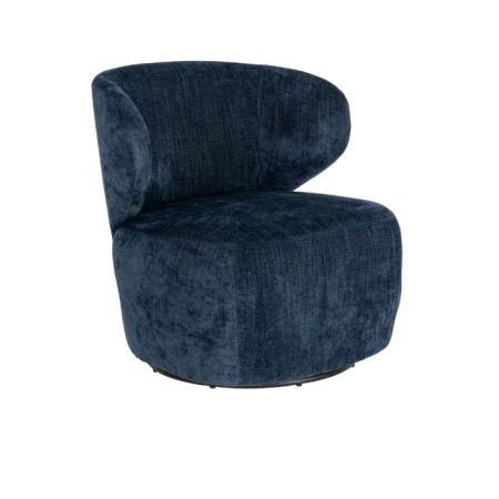 Fauteuil Pivotant Bleu en Tissu –...