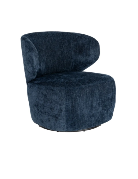Fauteuil Pivotant Bleu en Tissu – Design Arrondi