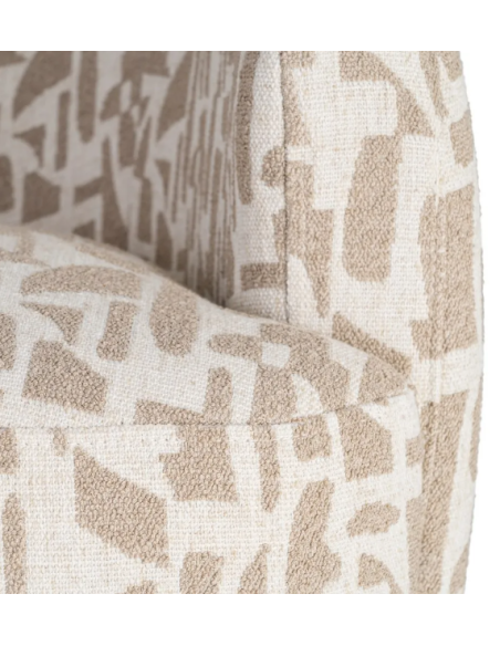 Fauteuil Pivotant Crème et Beige à Motif Abstrait – 80 cm