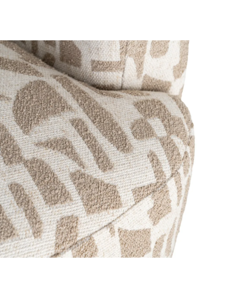Fauteuil Pivotant Crème et Beige à Motif Abstrait – 80 cm