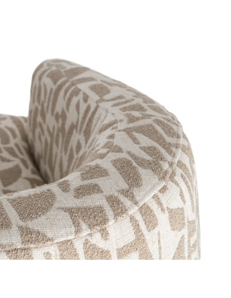 Fauteuil Pivotant Crème et Beige à Motif Abstrait – 80 cm