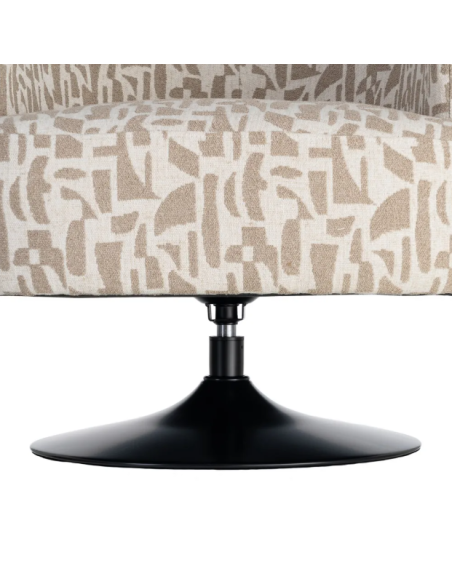 Fauteuil Pivotant Crème et Beige à Motif Abstrait – 80 cm