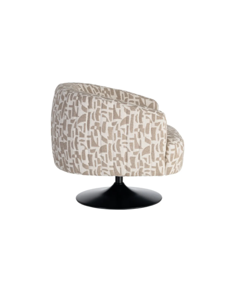 Fauteuil Pivotant Crème et Beige à Motif Abstrait – 80 cm