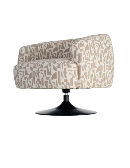 Fauteuil Pivotant Crème et Beige à Motif Abstrait – 80 cm