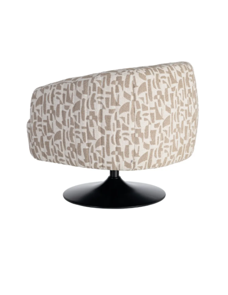 Fauteuil Pivotant Crème et Beige à Motif Abstrait – 80 cm