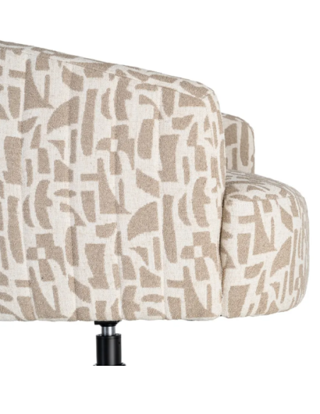 Fauteuil Pivotant Crème et Beige à Motif Abstrait – 80 cm