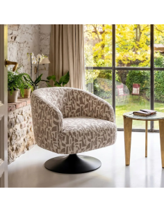Fauteuil Pivotant Crème et...