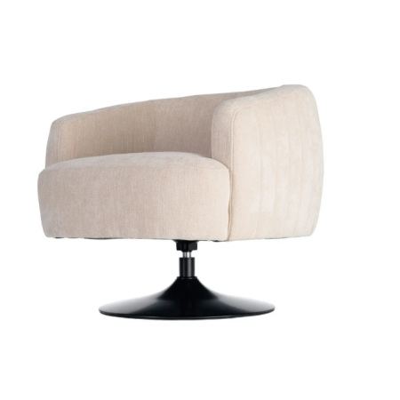 Fauteuil Pivotant Crème en Tissu –...