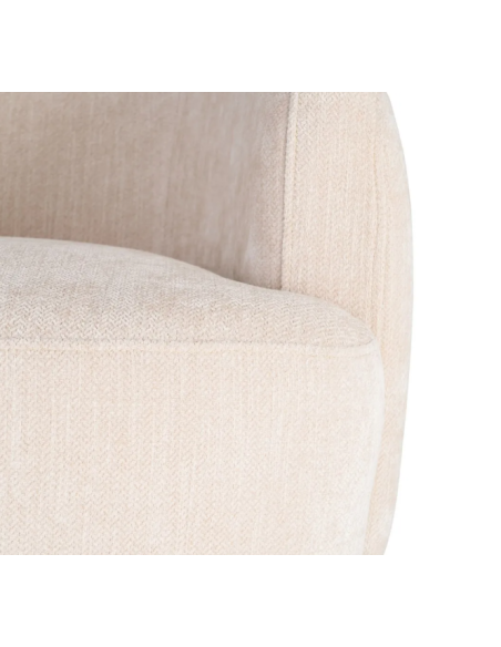 Fauteuil Pivotant Crème en Tissu – Piètement Central Noir