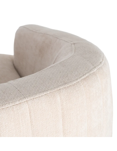 Fauteuil Pivotant Crème en Tissu – Piètement Central Noir