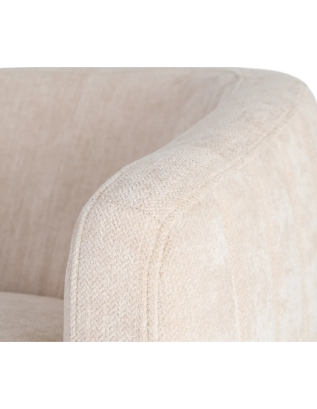 Fauteuil Pivotant Crème en Tissu – Piètement Central Noir