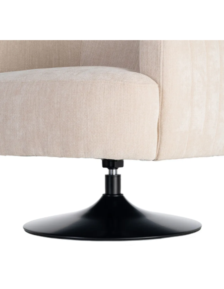 Fauteuil Pivotant Crème en Tissu – Piètement Central Noir
