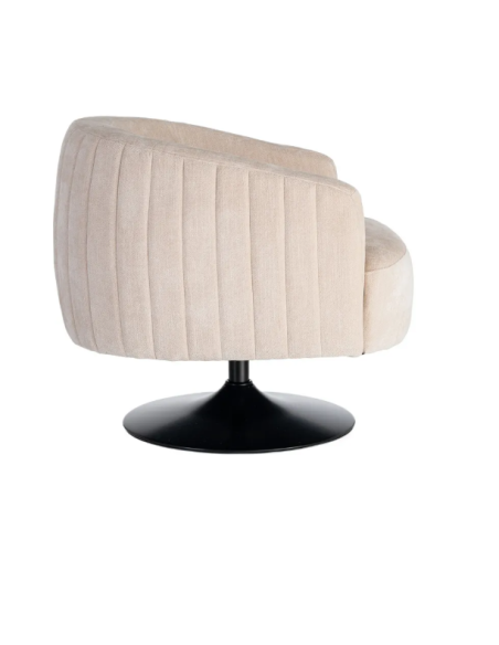 Fauteuil Pivotant Crème en Tissu – Piètement Central Noir