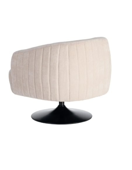 Fauteuil Pivotant Crème en Tissu – Piètement Central Noir