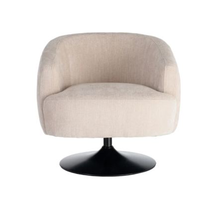 Fauteuil Pivotant Crème en Tissu –...