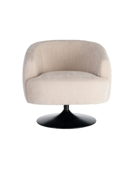 Fauteuil Pivotant Crème en Tissu – Piètement Central Noir