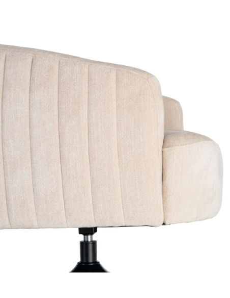 Fauteuil Pivotant Crème en Tissu – Piètement Central Noir