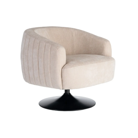 Fauteuil Pivotant Crème en Tissu –...