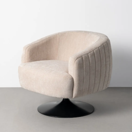 Fauteuil Pivotant Crème en Tissu –...