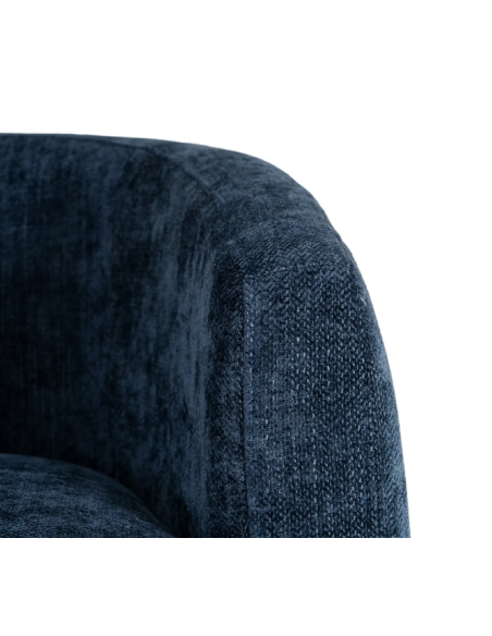 Fauteuil Pivotant Bleu en Tissu – Piètement Central Noir