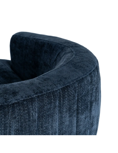 Fauteuil Pivotant Bleu en Tissu – Piètement Central Noir