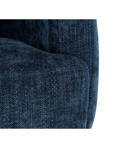 Fauteuil Pivotant Bleu en Tissu – Piètement Central Noir