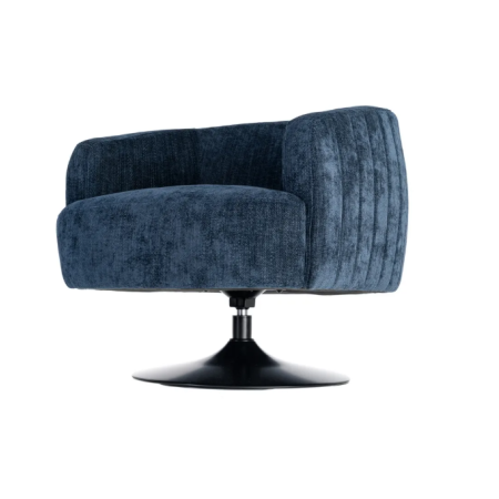 Fauteuil Pivotant Bleu en Tissu –...