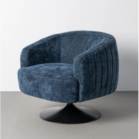 Fauteuil Pivotant Bleu en Tissu –...