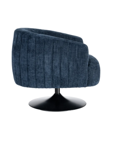 Fauteuil Pivotant Bleu en Tissu – Piètement Central Noir