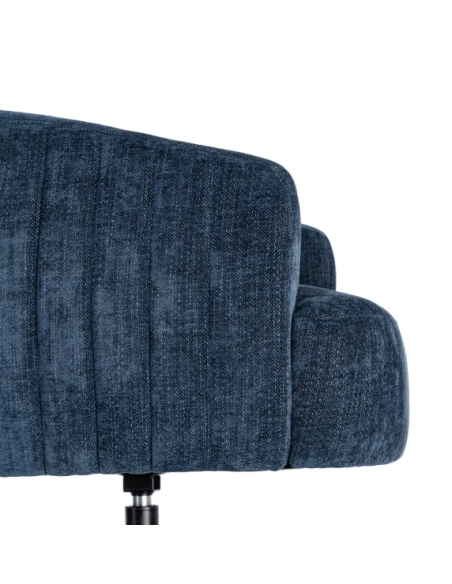 Fauteuil Pivotant Bleu en Tissu – Piètement Central Noir