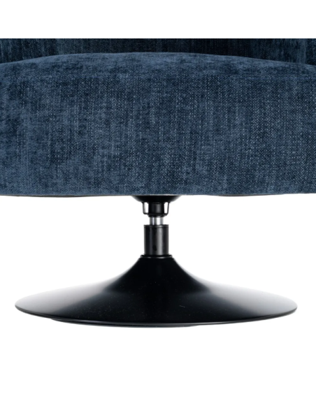 Fauteuil Pivotant Bleu en Tissu – Piètement Central Noir