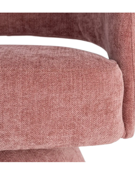 Fauteuil Pivotant Rose en Tissu – Piètement Conique