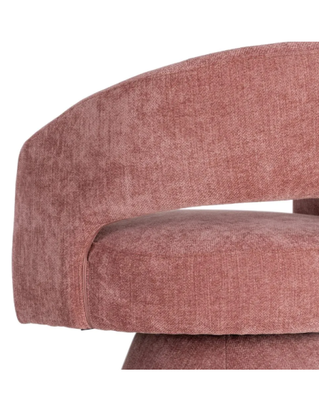 Fauteuil Pivotant Rose en Tissu – Piètement Conique