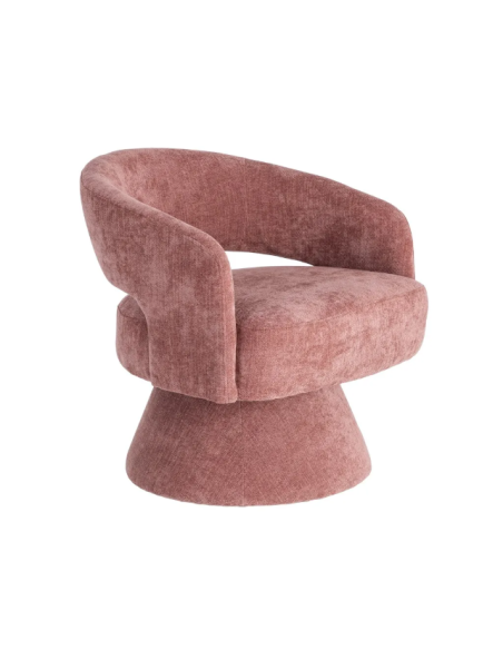Fauteuil Pivotant Rose en Tissu – Piètement Conique