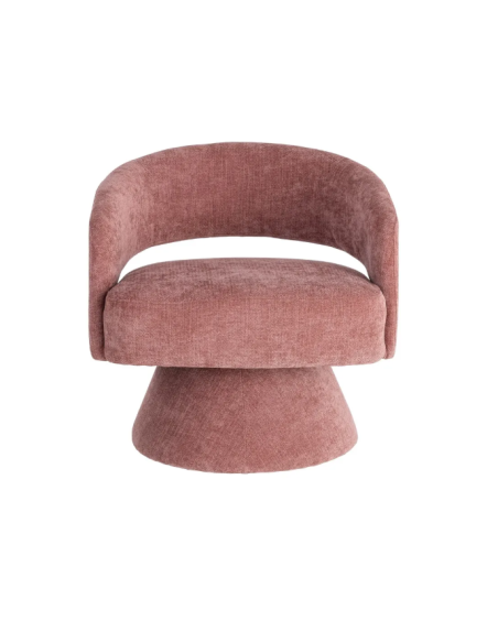Fauteuil Pivotant Rose en Tissu – Piètement Conique