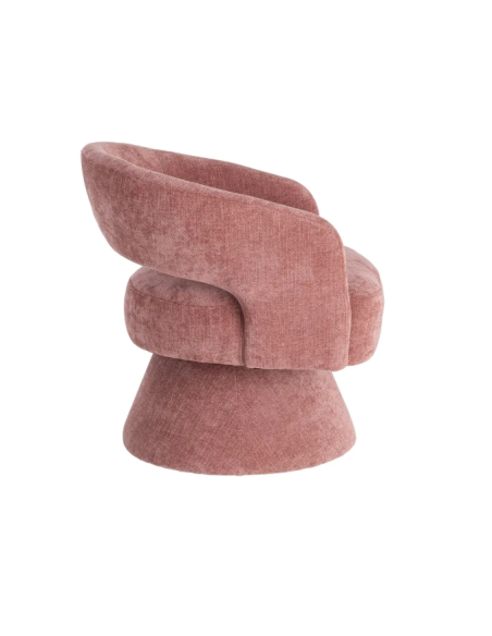 Fauteuil Pivotant Rose en Tissu – Piètement Conique