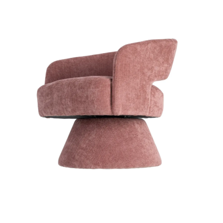 Fauteuil Pivotant Rose en Tissu –...