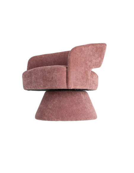 Fauteuil Pivotant Rose en Tissu – Piètement Conique