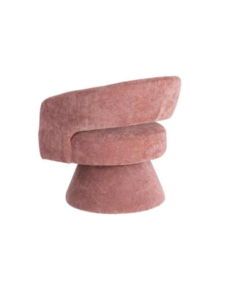 Fauteuil Pivotant Rose en Tissu – Piètement Conique