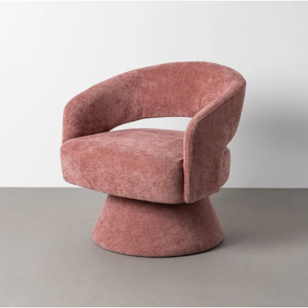 Fauteuil Pivotant Rose en Tissu –...