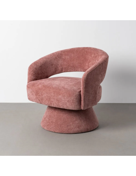 Fauteuil Pivotant Rose en Tissu – Piètement Conique