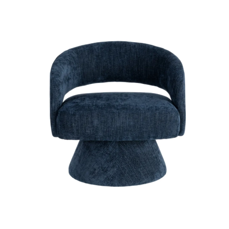 Fauteuil Pivotant Bleu en Tissu –...