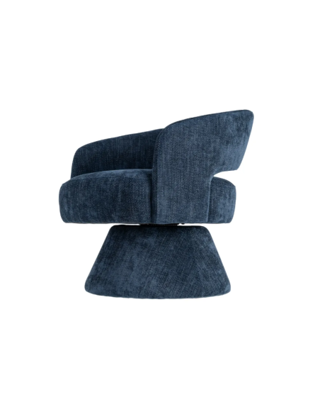 Fauteuil Pivotant Bleu en Tissu – Piètement Conique