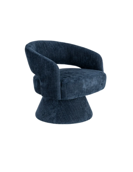 Fauteuil Pivotant Bleu en Tissu – Piètement Conique