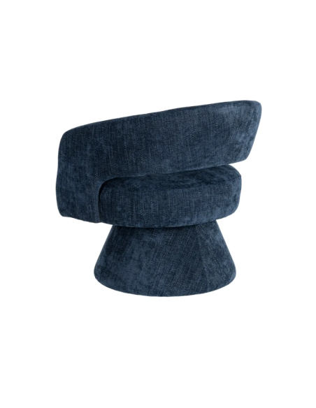 Fauteuil Pivotant Bleu en Tissu – Piètement Conique