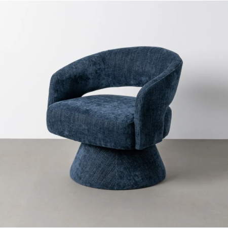 Fauteuil Pivotant Bleu en Tissu –...